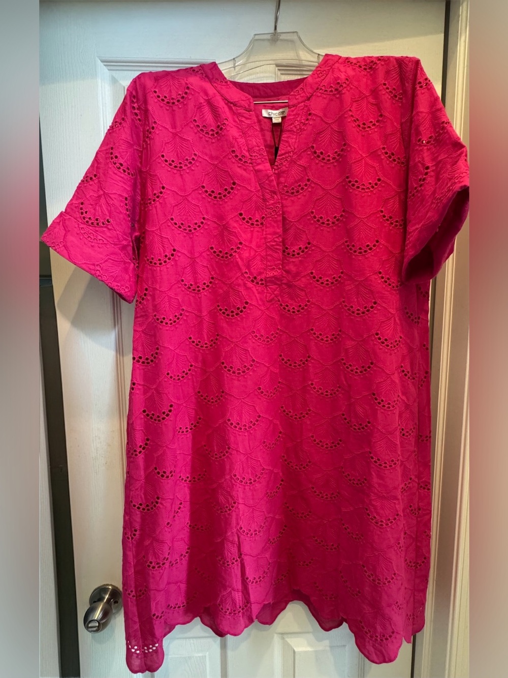 NWT Chico's Fuchsia Eyelet Shift Dress